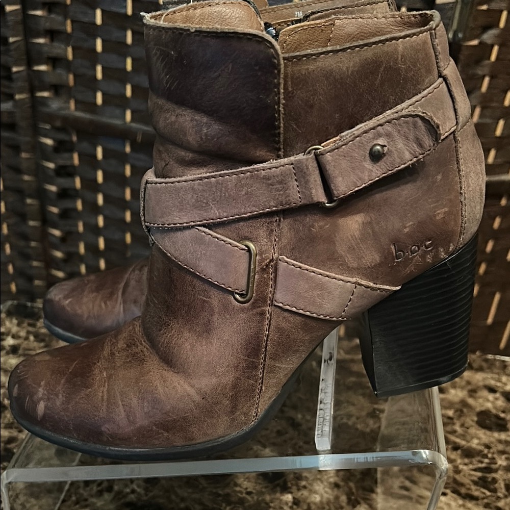 Born Brown Leather Ankle Boots, size 7